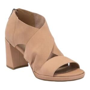 Eileen Fisher NWOB Marla Block Heel Sandal Latte Tan Size 8.5 Nubuck Leather